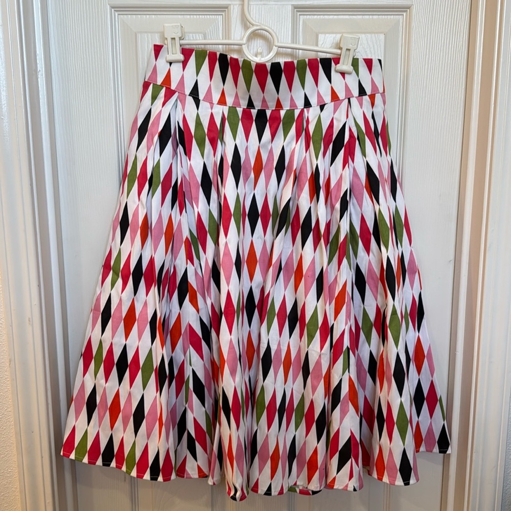 Laura Byrnes Harlequin skirt with pockets